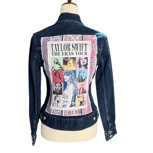 Levis Taylor Swift The Eras Tour Custom Denim Jacket Dark Wash USA S JR Fan Art